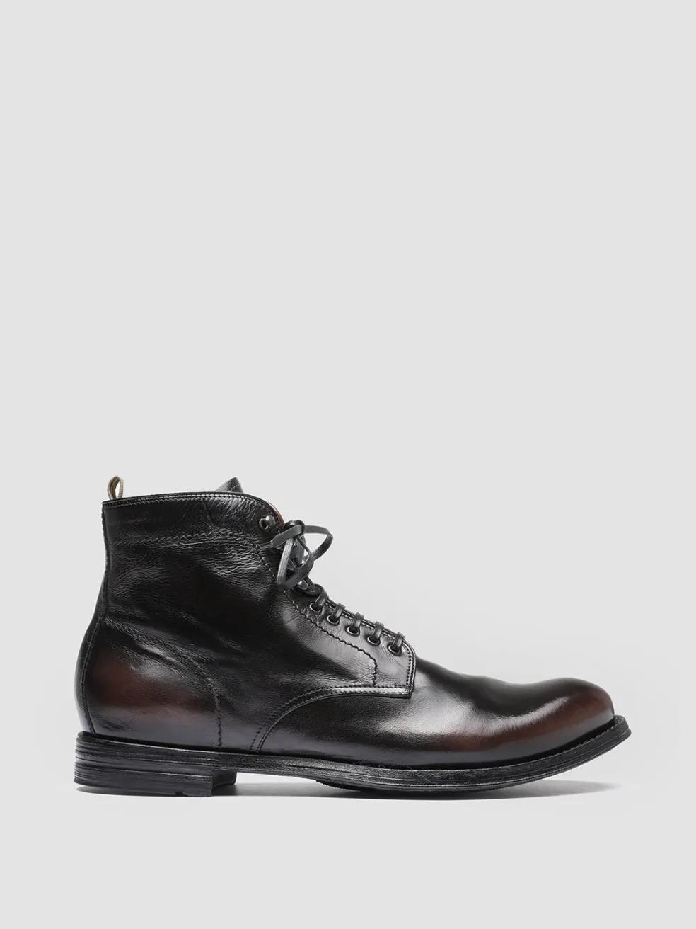 Store Officine Creative ANATOMIA 013 - Black Leather Ankle Boots COFFEE/BLACK