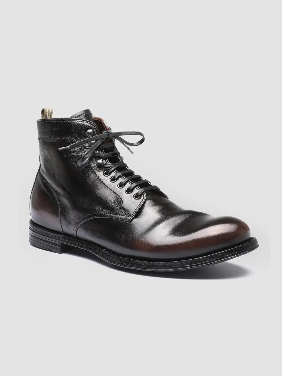 Store Officine Creative ANATOMIA 013 - Black Leather Ankle Boots COFFEE/BLACK