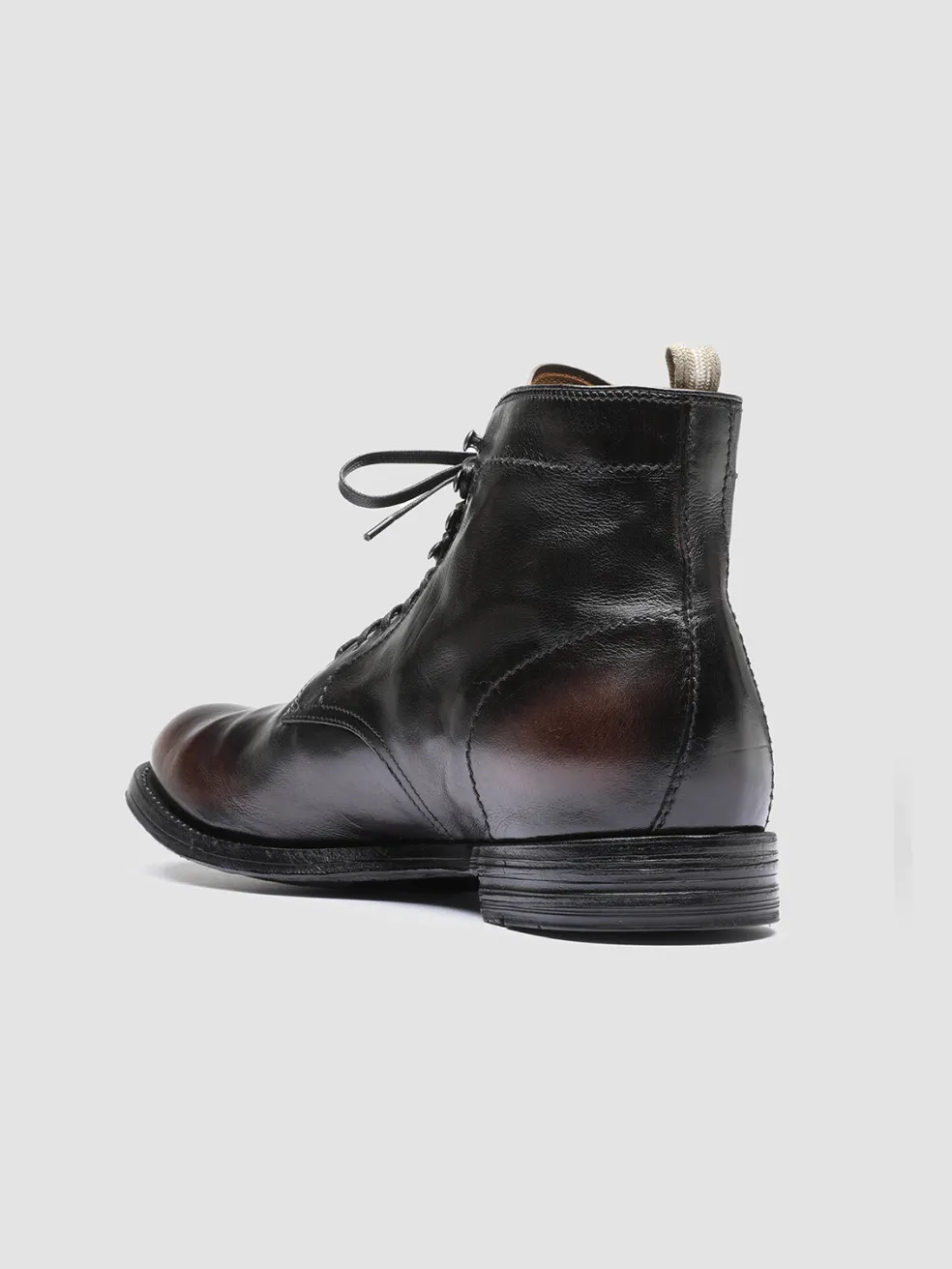 Store Officine Creative ANATOMIA 013 - Black Leather Ankle Boots COFFEE/BLACK