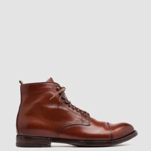 Store Officine Creative ANATOMIA 016 - Brown Leather Ankle Boots LIGHT BROWN
