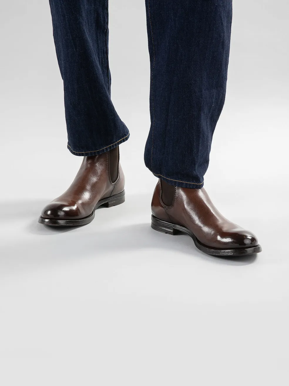 Cheap Officine Creative ANATOMIA 083 - Brown Leather Chelsea Boots COFFEE