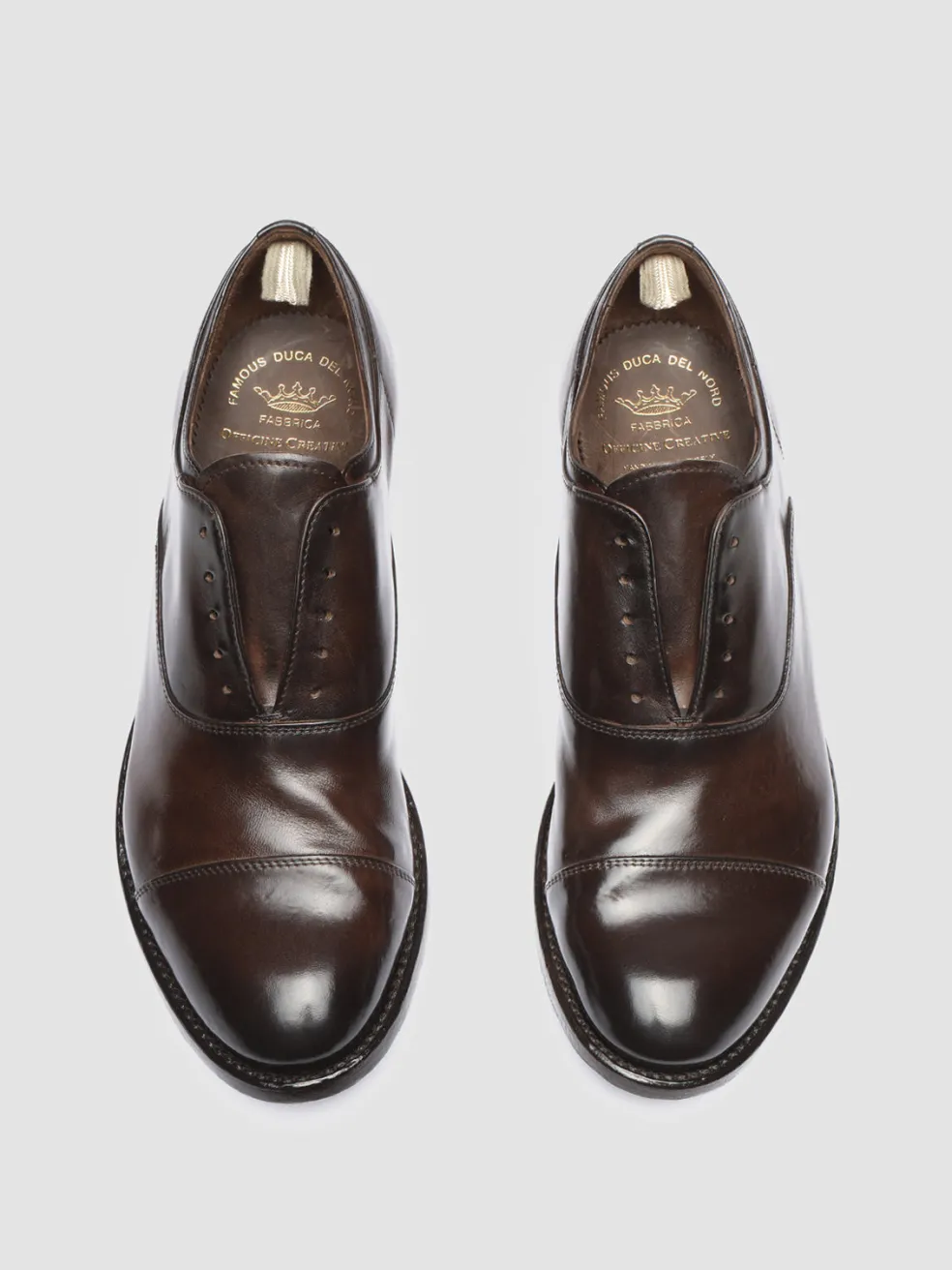 Shop Officine Creative ANATOMIA 08 - Brown Leather Oxford Shoes EBANO