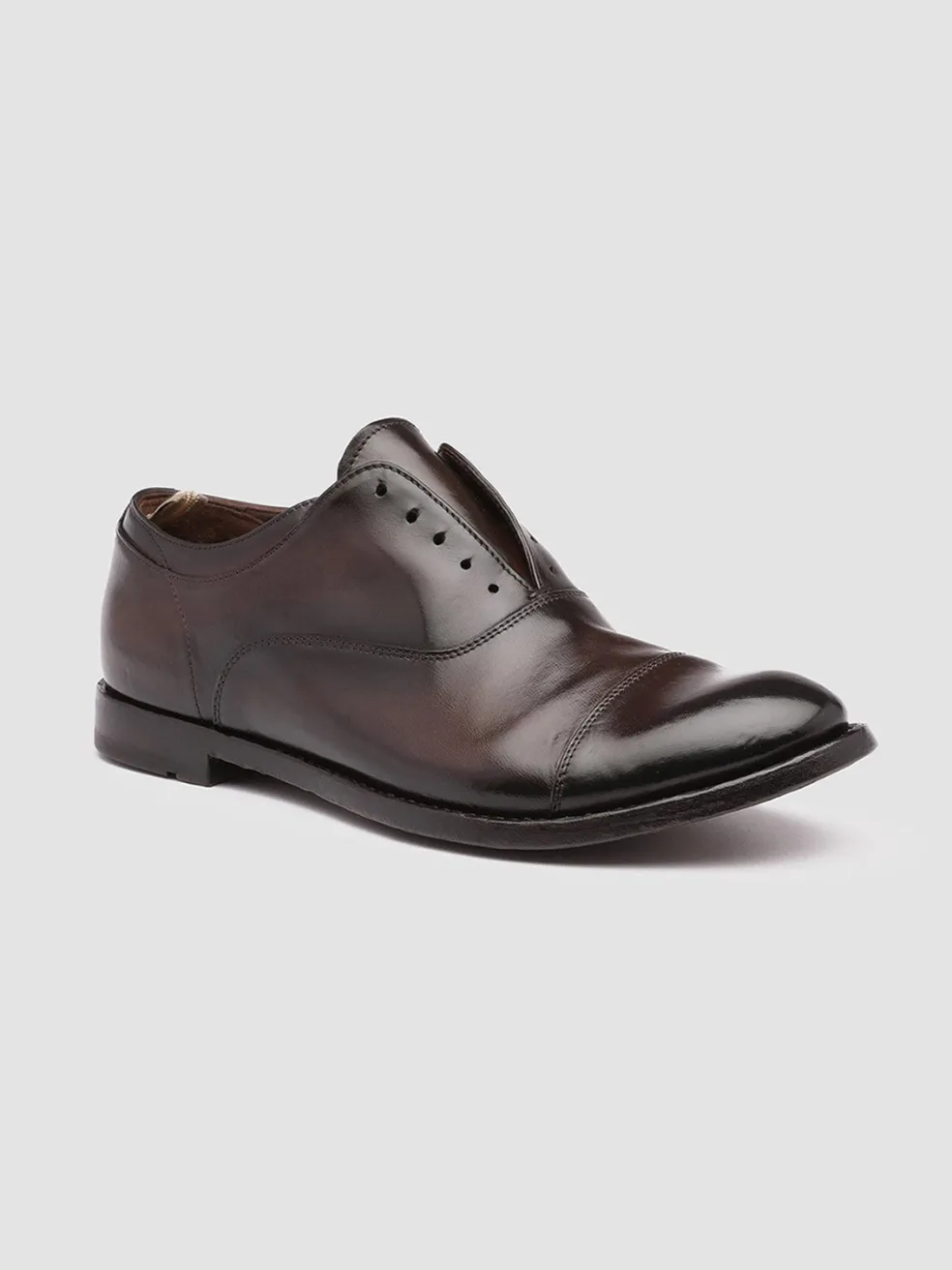 Shop Officine Creative ANATOMIA 08 - Brown Leather Oxford Shoes EBANO