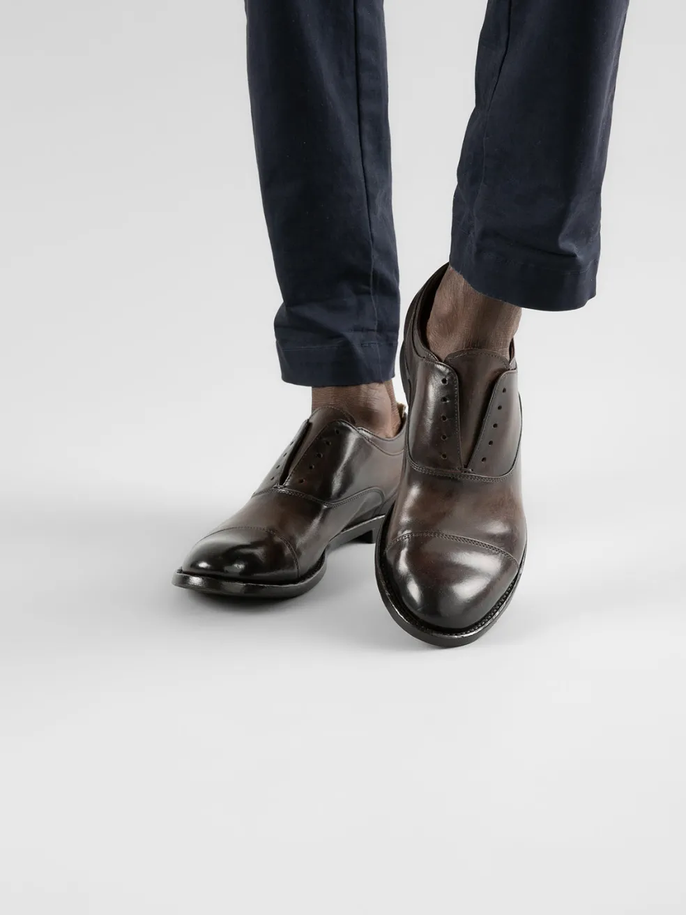 Best Officine Creative ANATOMIA 08 - Brown Leather Oxford Shoes EBANO/BLACK