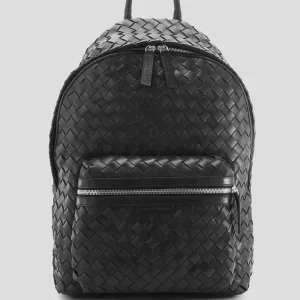 Clearance Officine Creative ARMOR 04 - Woven Leather Backpack BLACK