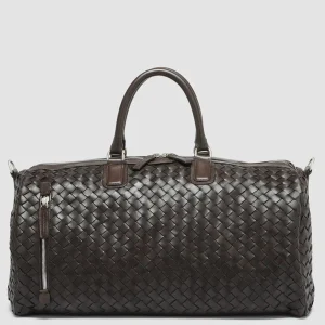 Outlet Officine Creative ARMOR 01 - Brown Woven Leather Weekender COFFEE