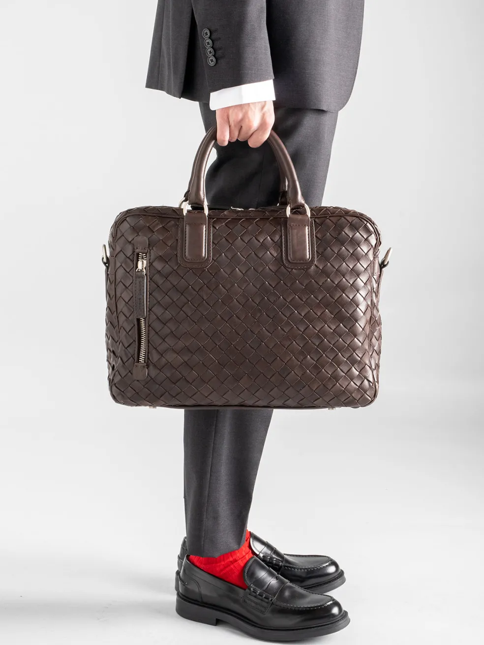 Clearance Officine Creative ARMOR 011 - Brown Woven Woven Leather Bag COFFEE