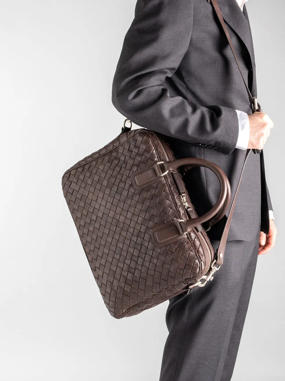 Clearance Officine Creative ARMOR 011 - Brown Woven Woven Leather Bag COFFEE