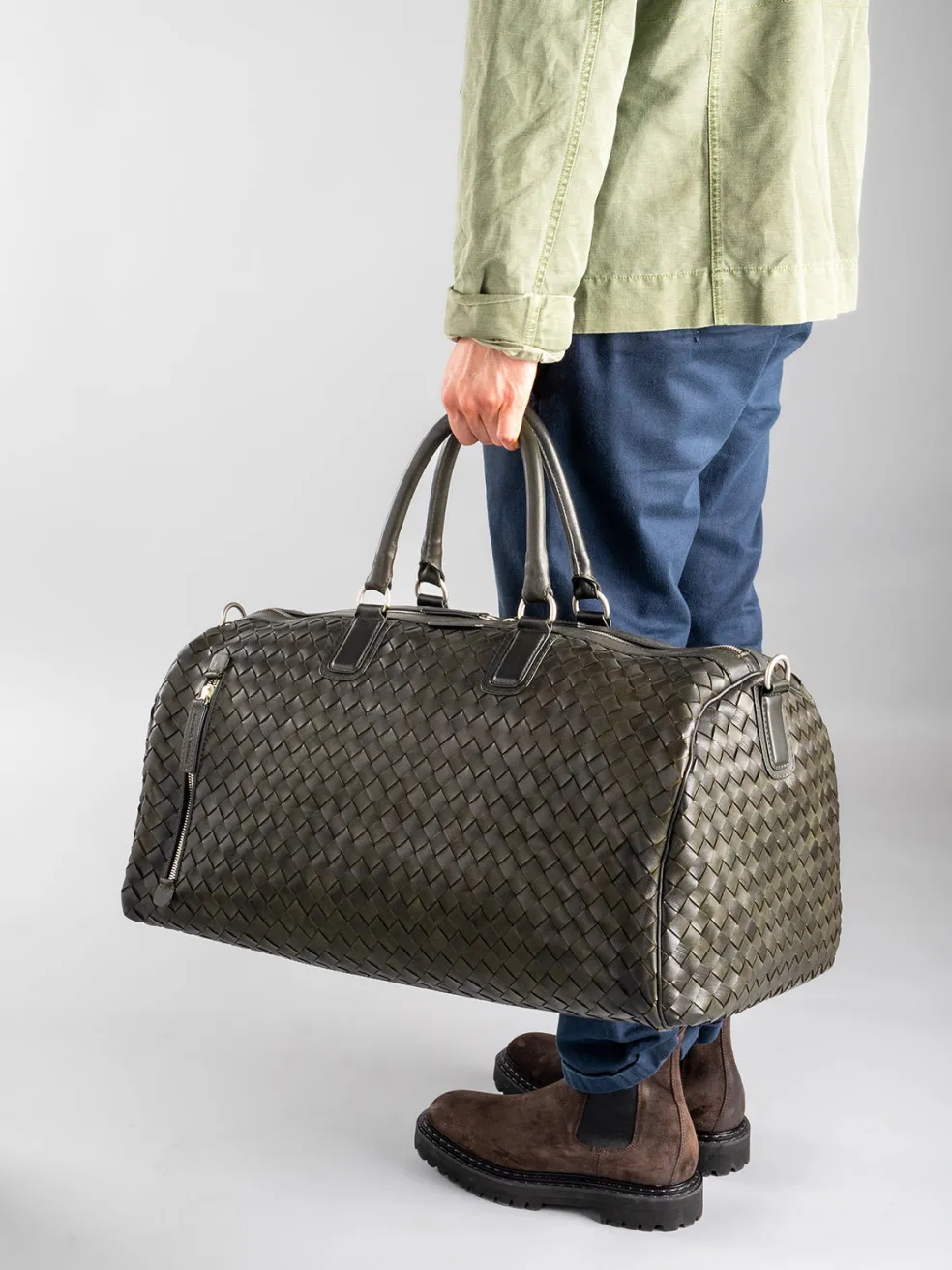 Fashion Officine Creative ARMOR 01 - Green Woven Leather Weekender DEPHTS