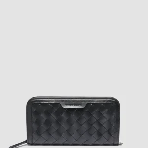 Outlet Officine Creative BERGE’ 101 - Woven Leather Wallet BLACK