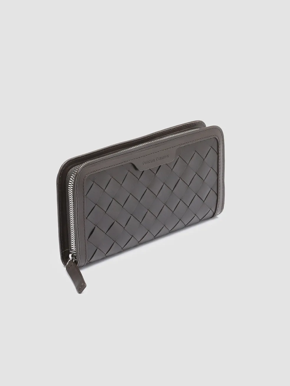 Cheap Officine Creative BERGE’ 101 - Brown Woven Leather Wallet COFFEE