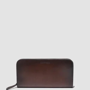 Shop Officine Creative BERGE’ 01 - Brown Zip Around Leather Wallet TESTA DI MORO