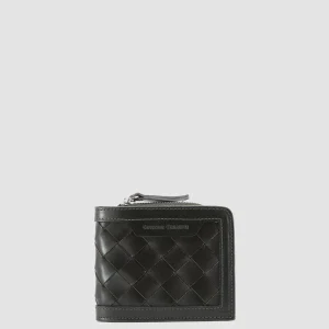 Best Officine Creative BERGE’ 104 - Grey Woven Leather Bifold Wallet PIOMBO