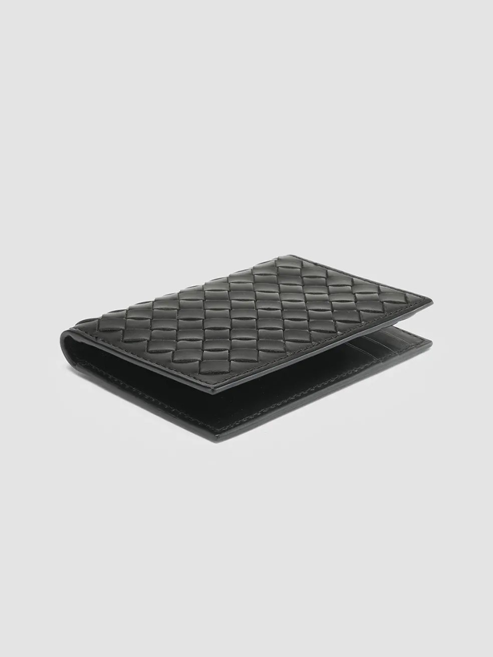 Cheap Officine Creative BOUDIN 124 - Woven Leather Bifold Wallet BLACK