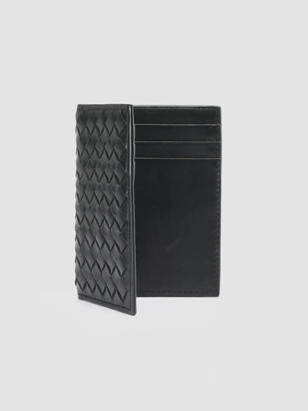Cheap Officine Creative BOUDIN 124 - Woven Leather Bifold Wallet BLACK