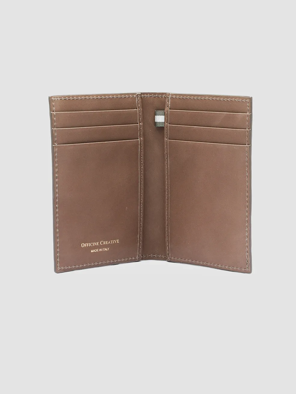 Outlet Officine Creative BOUDIN 124 - Taupe Woven Leather Bifold Wallet WALNUT