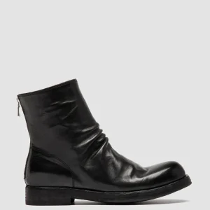 New Officine Creative BULLA DD 303 - Black Leather Zipped Boots NERO                                              