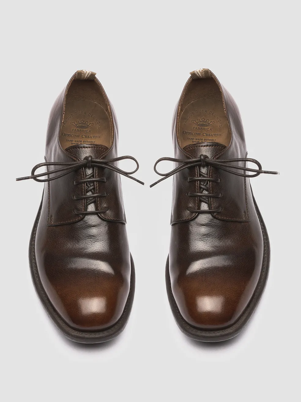 Online Officine Creative CALIXTE 001 - Brown Leather Derby Shoes COFFEE/DARK BROWN