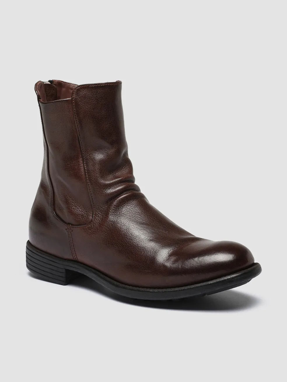 Clearance Officine Creative CALIXTE 049 - Brown Leather Zip Boots DARK BROWN