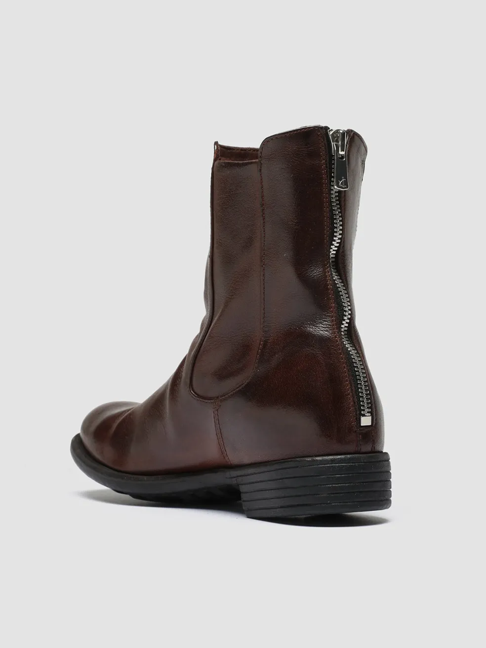 Clearance Officine Creative CALIXTE 049 - Brown Leather Zip Boots DARK BROWN