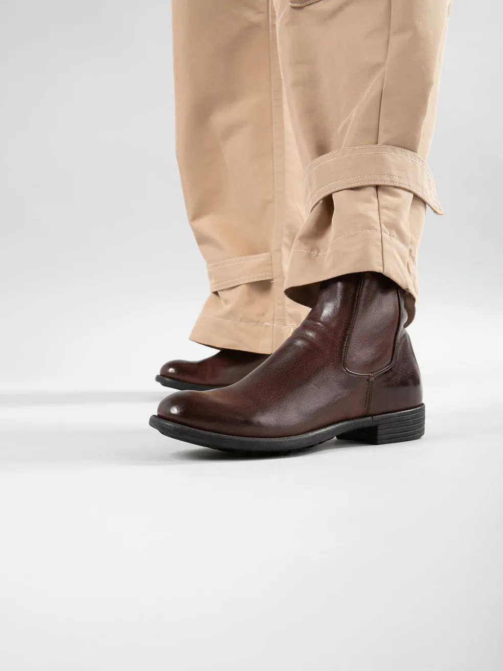 Clearance Officine Creative CALIXTE 049 - Brown Leather Zip Boots DARK BROWN