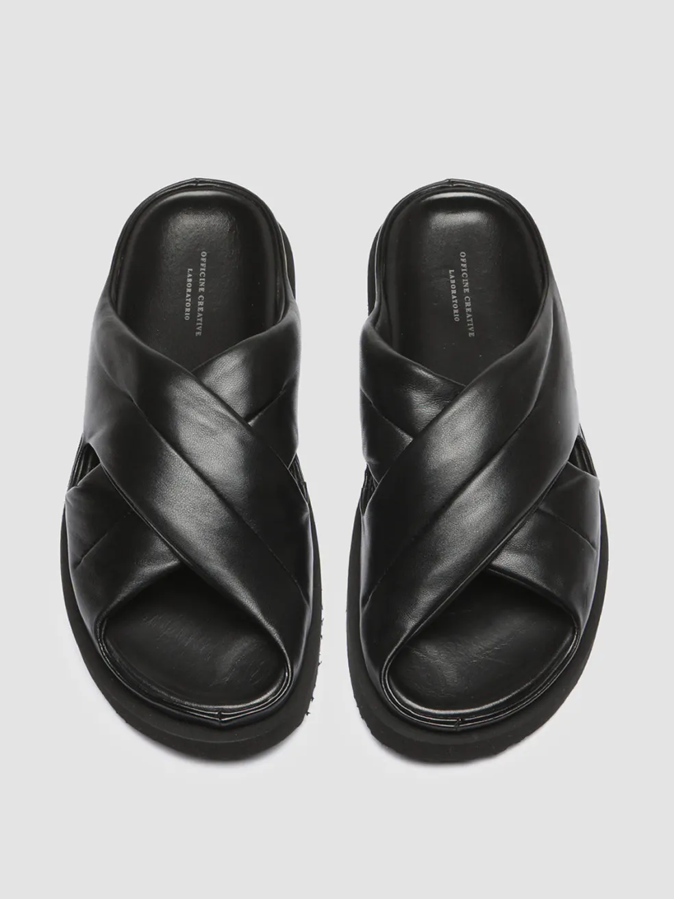 Fashion Officine Creative CHORA 004 - Leather Slide Sandals BLACK