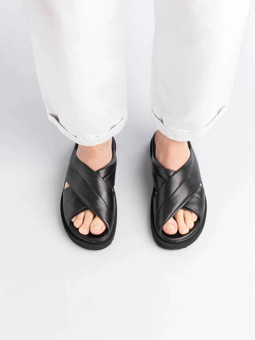 Fashion Officine Creative CHORA 004 - Leather Slide Sandals BLACK