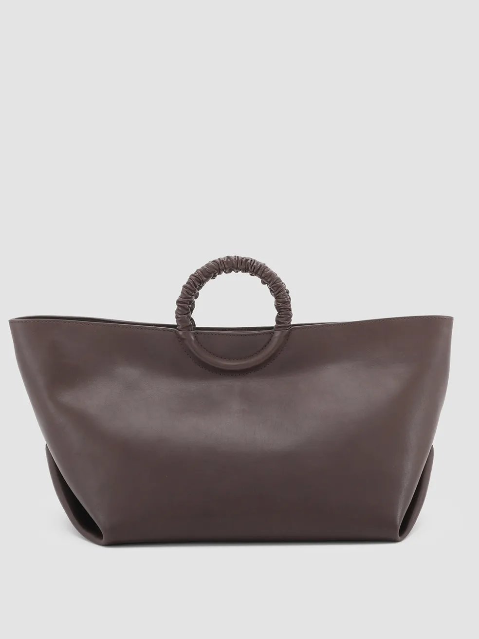Store Officine Creative CIRCLE 15 - Brown Leather Handle Bag DARK BROWN