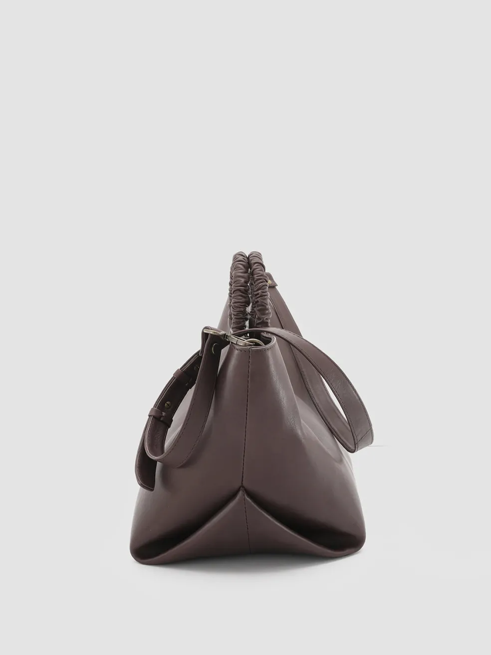 Store Officine Creative CIRCLE 15 - Brown Leather Handle Bag DARK BROWN