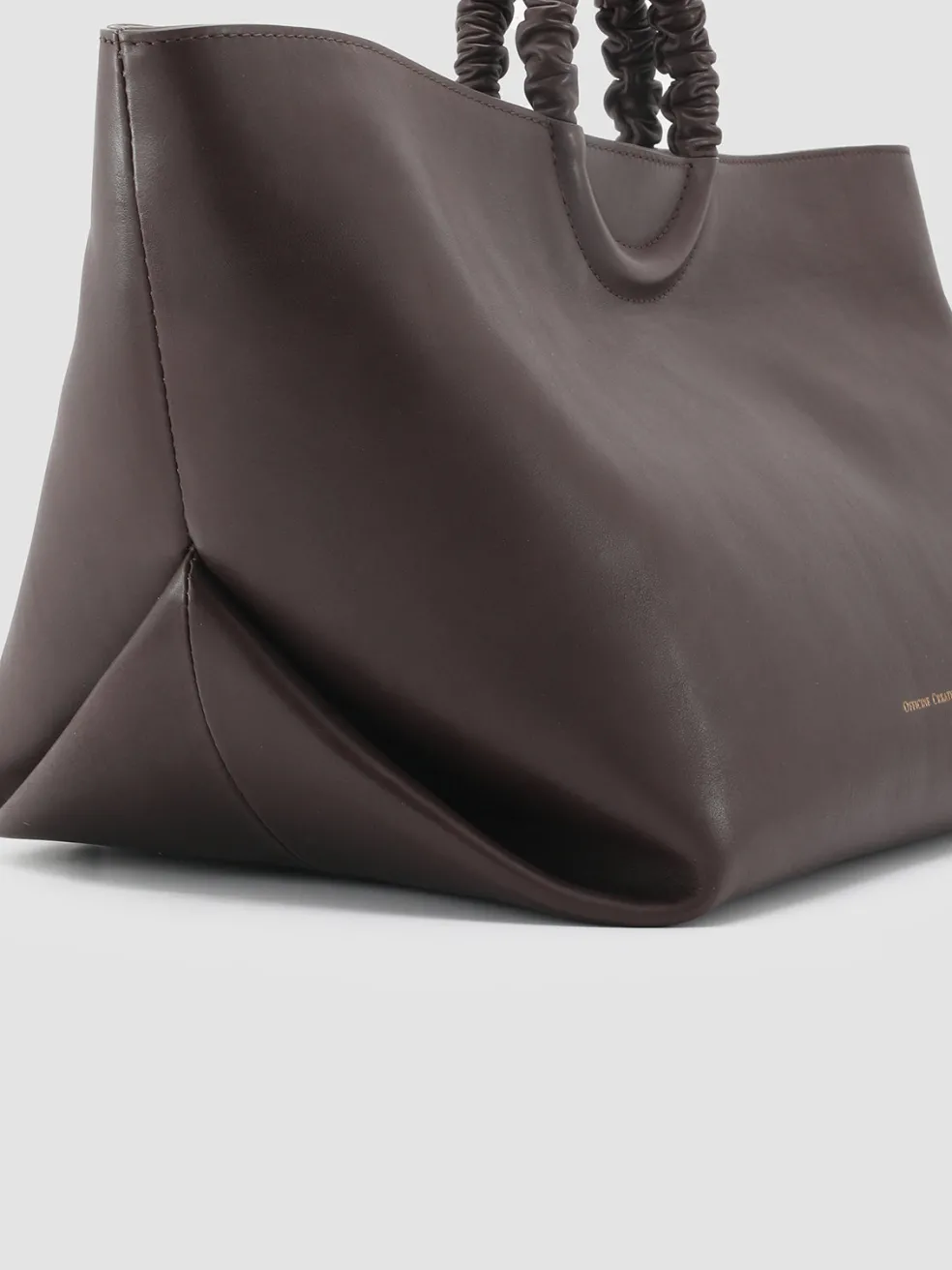 Store Officine Creative CIRCLE 15 - Brown Leather Handle Bag DARK BROWN