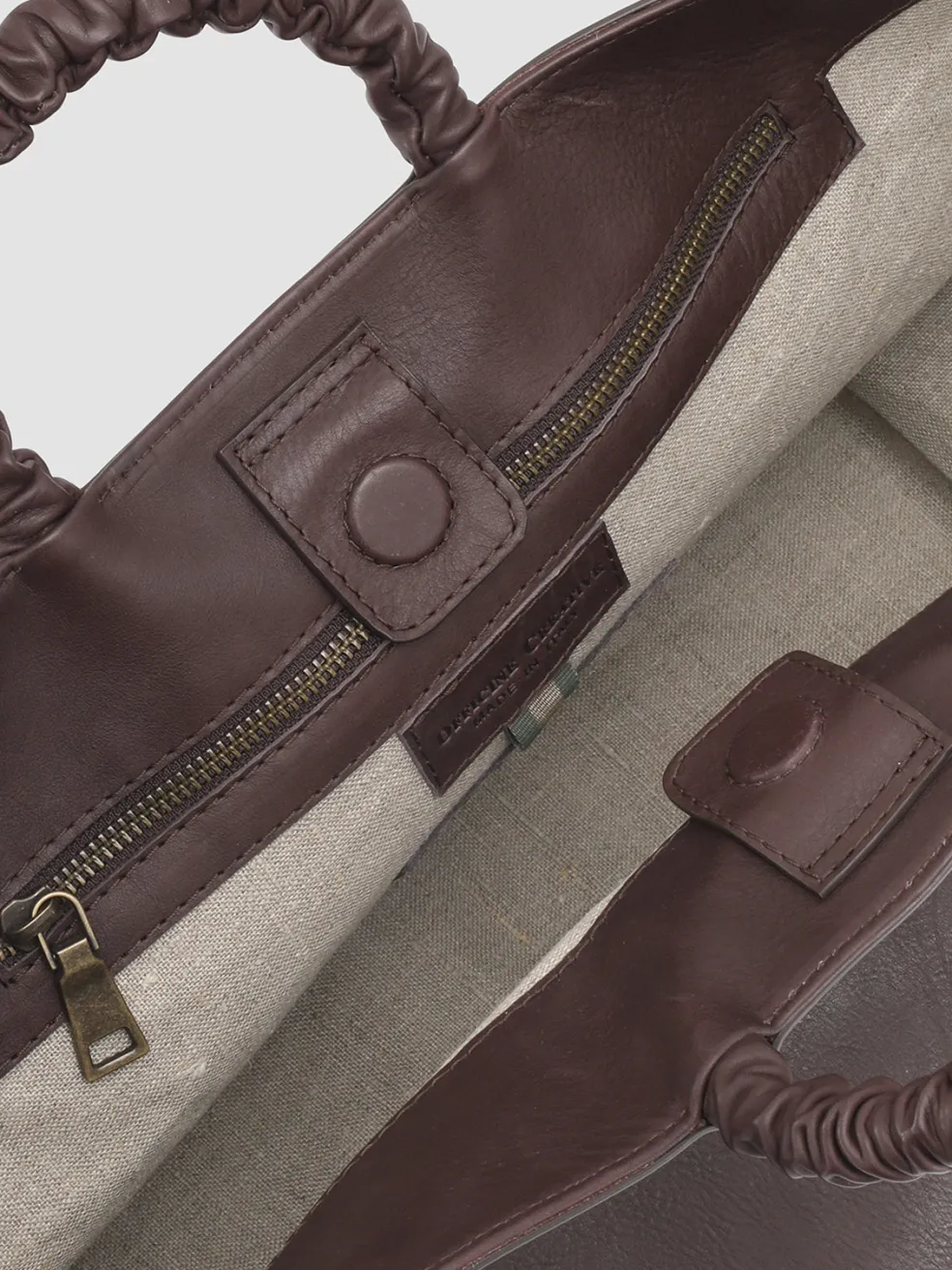 Store Officine Creative CIRCLE 15 - Brown Leather Handle Bag DARK BROWN