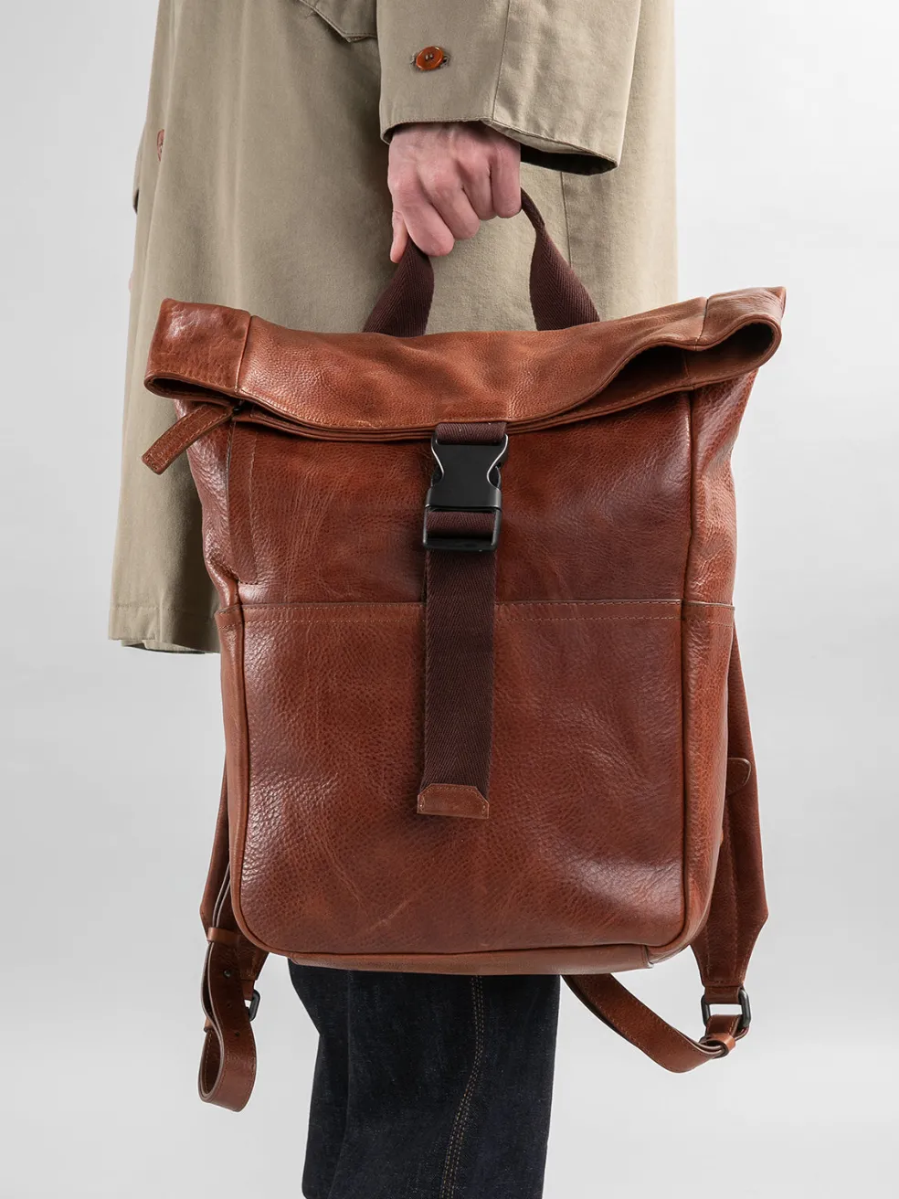 Sale Officine Creative EQUIPAGE 001 - Black Leather Backpack NERO