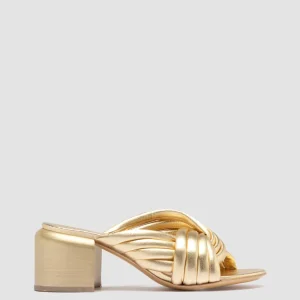 Shop Officine Creative ETHEL 022 - Gold Leather Slide Sandals ORO