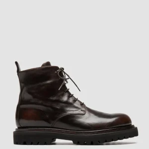 Store Officine Creative EVENTUAL DD 102 - Brown Leather Lace-up Boots CIGAR/TM25