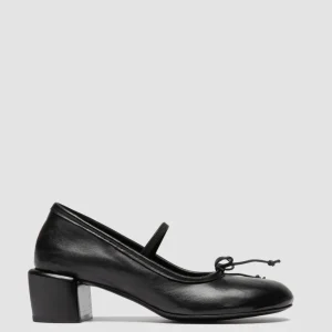 Shop Officine Creative FLORE 001 - Black Leather Ballerina Shoes NERO