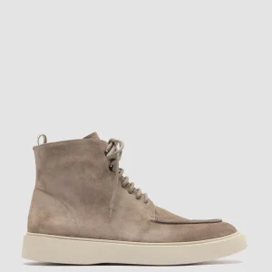 Discount Officine Creative FRAME 004 - Taupe Suede Lace-up Boots QUARZO