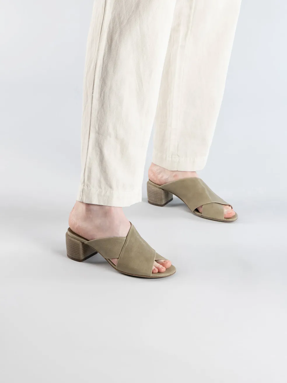 Shop Officine Creative HADRY 007 - Green Leather Slide Sandals ELMWOOD