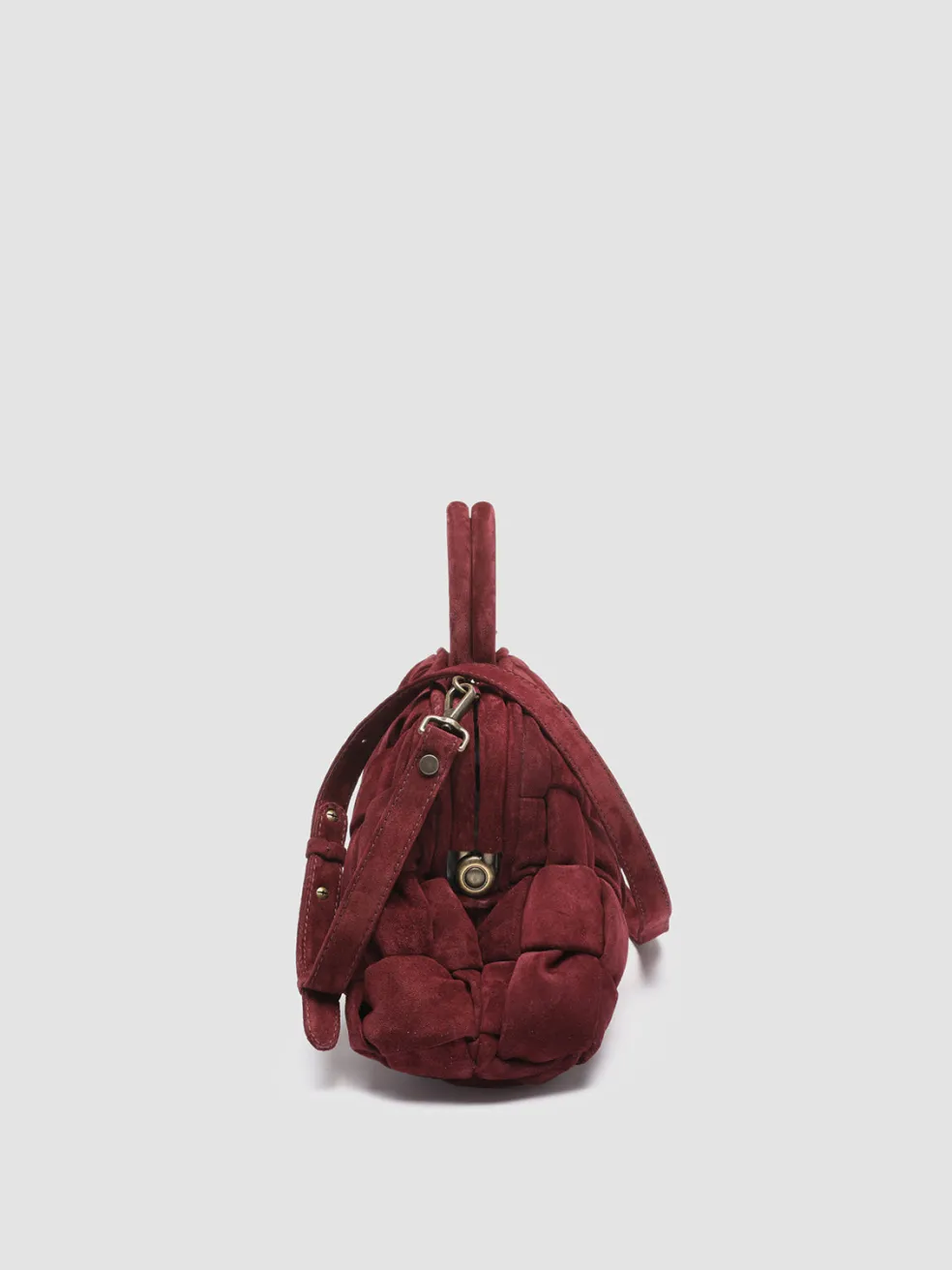 Store Officine Creative HELEN 21 - Suede Handle Bag BURGUNDY