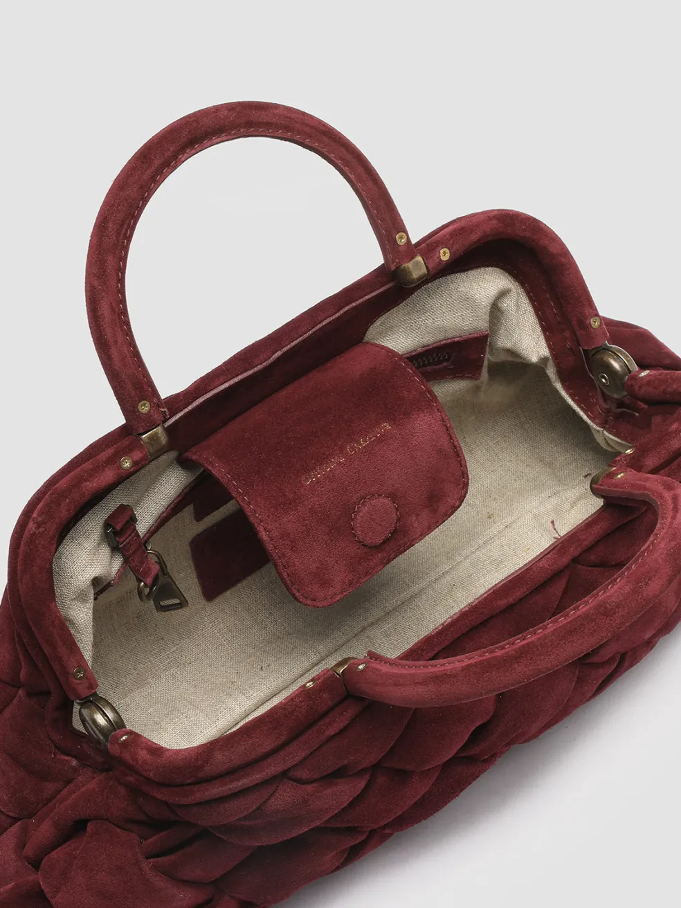 Store Officine Creative HELEN 21 - Suede Handle Bag BURGUNDY
