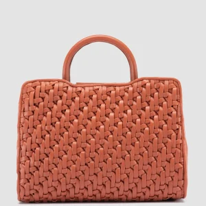 Shop Officine Creative HELEN 025 - Salmon Pink Leather Hand Bag RUST ROSE