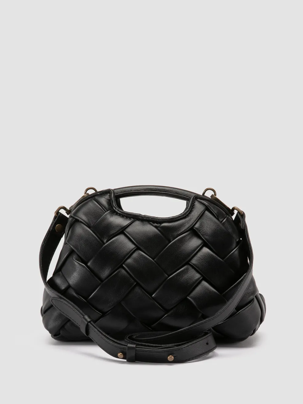 Sale Officine Creative HELEN 12 Plug - Black Woven Leather Clutch Bag NERO