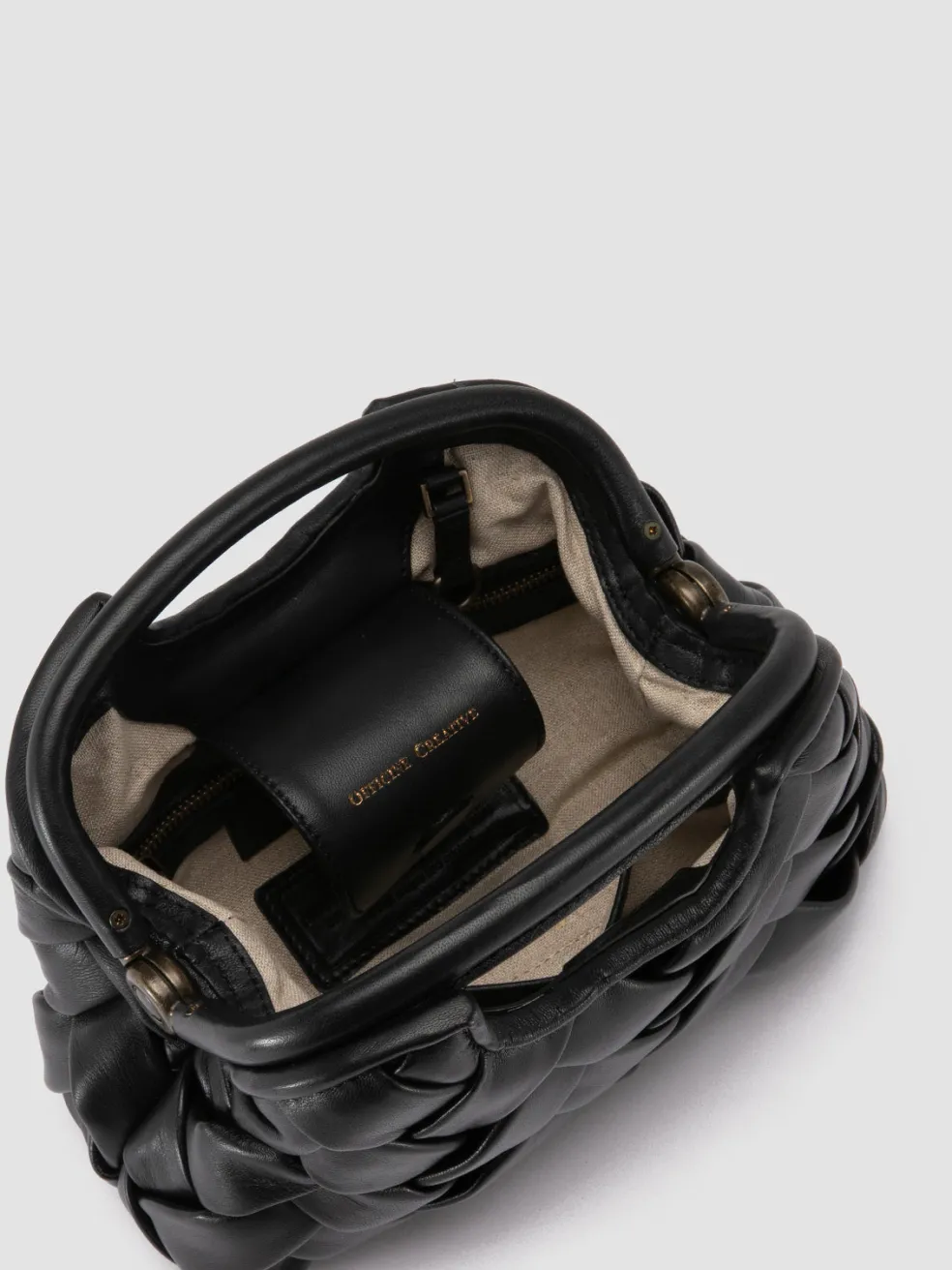 Sale Officine Creative HELEN 12 Plug - Black Woven Leather Clutch Bag NERO