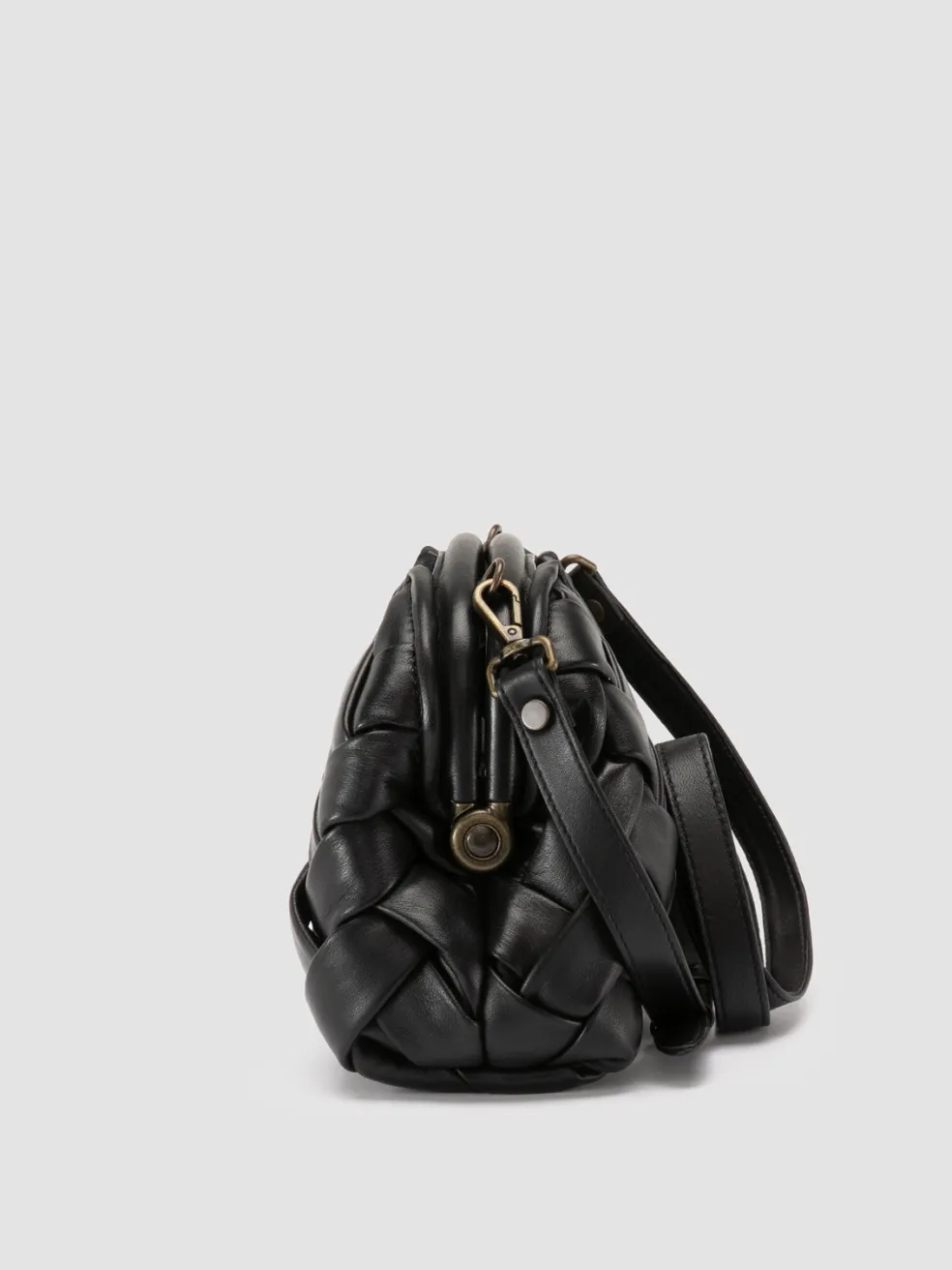 Sale Officine Creative HELEN 12 Plug - Black Woven Leather Clutch Bag NERO