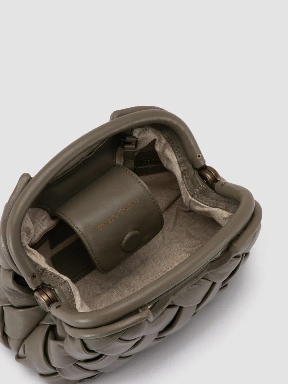 Cheap Officine Creative HELEN 12 Plug - Green Woven Leather Clutch Bag CONIFERA