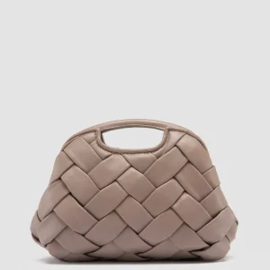 Shop Officine Creative HELEN 12 Plug - Taupe Woven Leather Clutch Bag WALNUT
