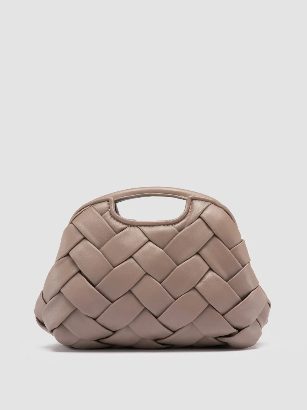 Shop Officine Creative HELEN 12 Plug - Taupe Woven Leather Clutch Bag WALNUT