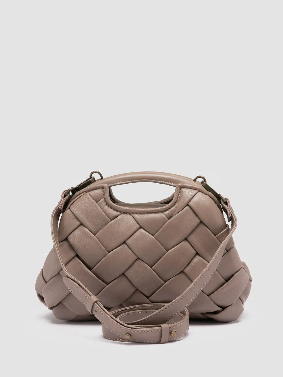 Shop Officine Creative HELEN 12 Plug - Taupe Woven Leather Clutch Bag WALNUT