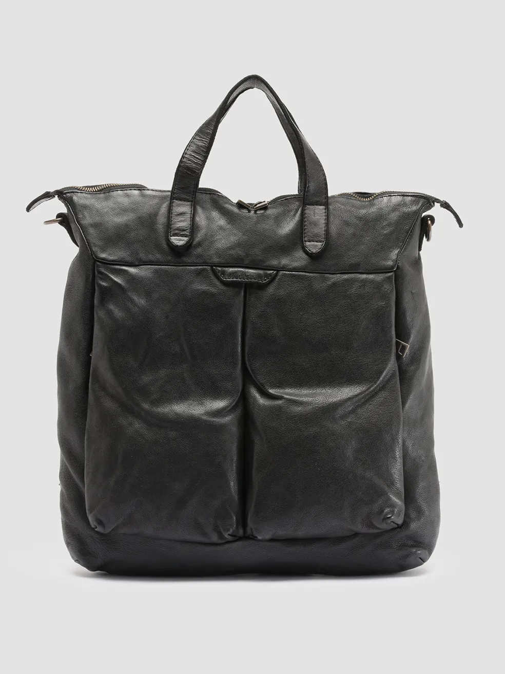 Store Officine Creative HELMET 27 - Leather Tote Bag BLACK