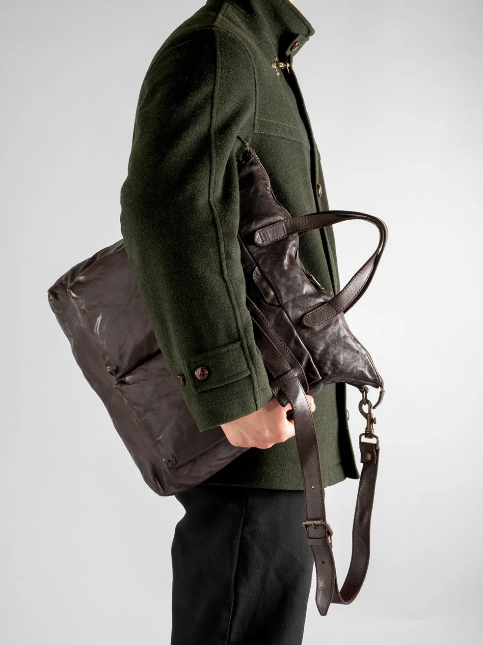 Store Officine Creative HELMET 27 - Leather Tote Bag BLACK