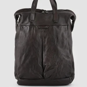 New Officine Creative HELMET 28 - Brown Leather Backpack EBANO